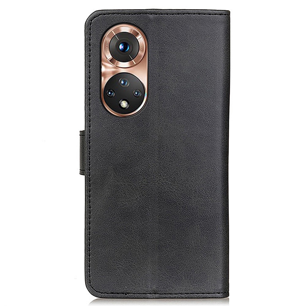 Shockproof TPU + PU Leather Wallet Stand Phone Case for Honor 50 - Black-3