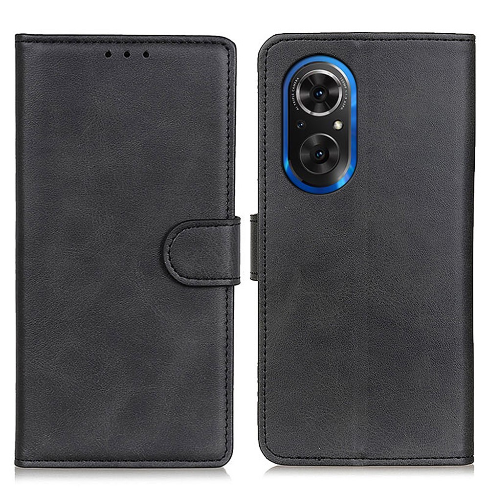 Shockproof Leather Phone Case Cover with Wallet Stand Design for Honor 50 SE - Black-1