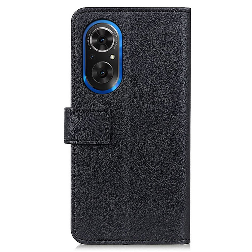 Magnetic Clasp Leather Wallet Stand Case Shell for Honor 50 SE - Black-3