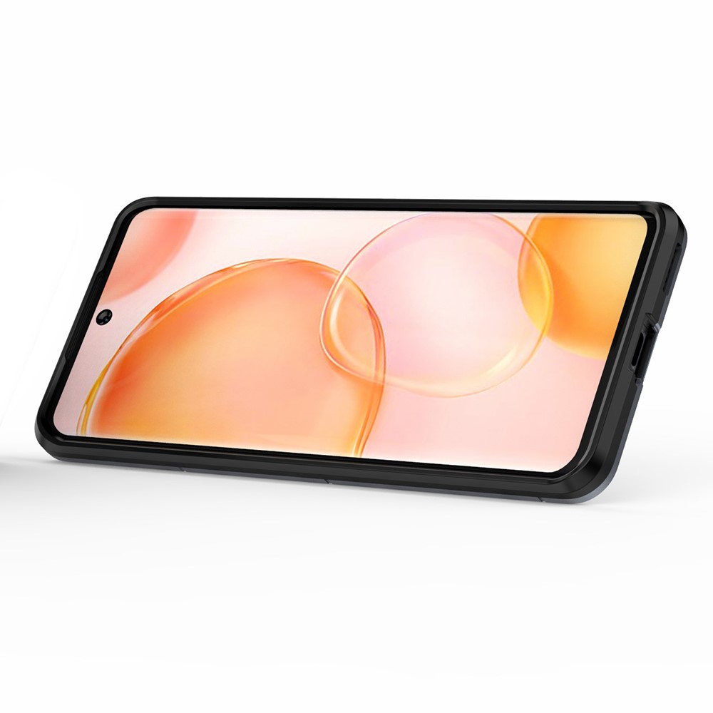 Hard PC + Soft TPU Hybrid Phone Case Cover with Ring Holder Kickstand for Honor 50 - Black-3