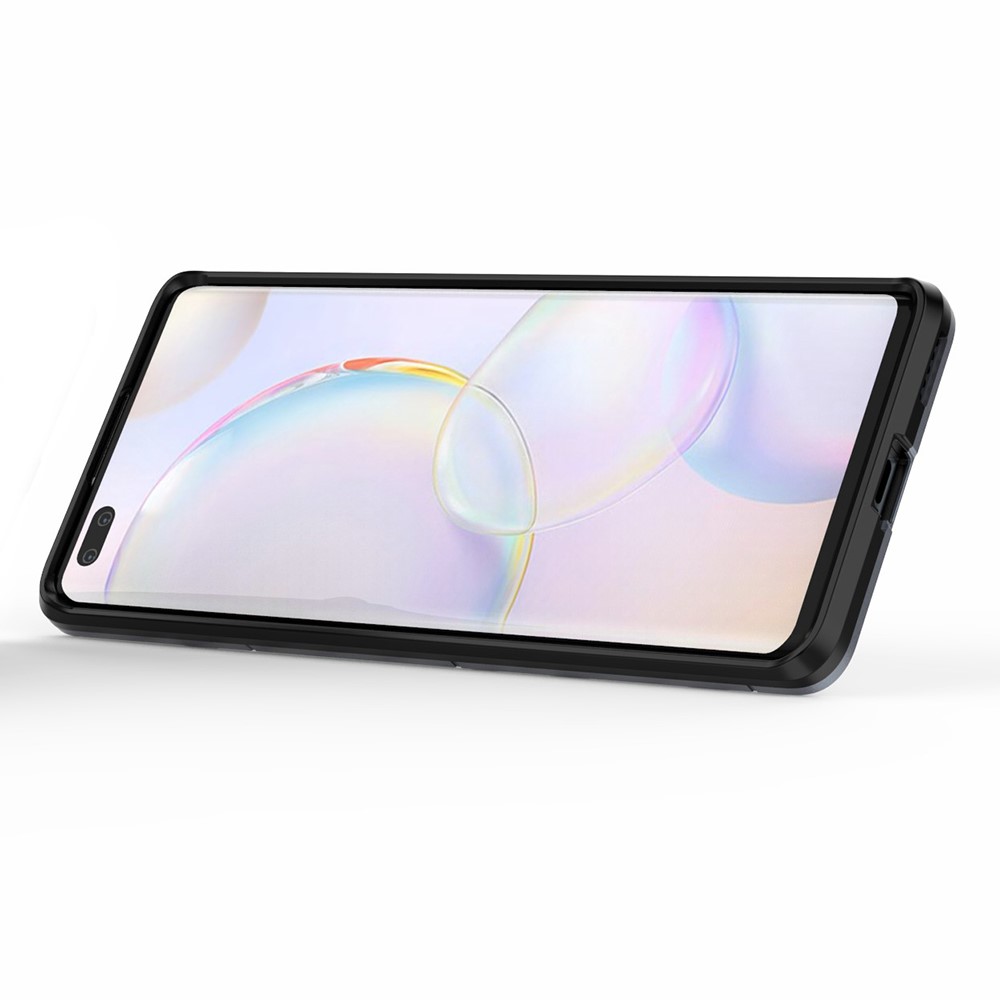 Ring Holder Kickstand Shockproof PC + TPU Hybrid Phone Case Protector for Honor 50 Pro - Black-4