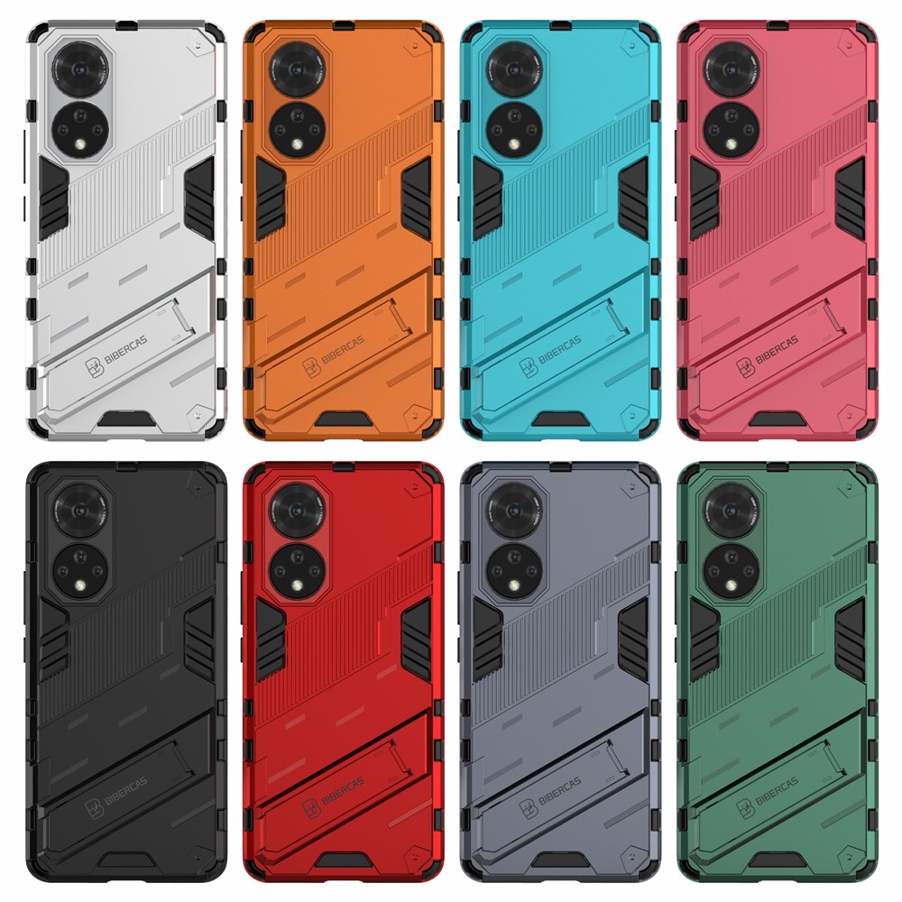 PC + TPU Hybrid Phone Case Shockproof Cover with Kickstand for Honor 50 - Black-10