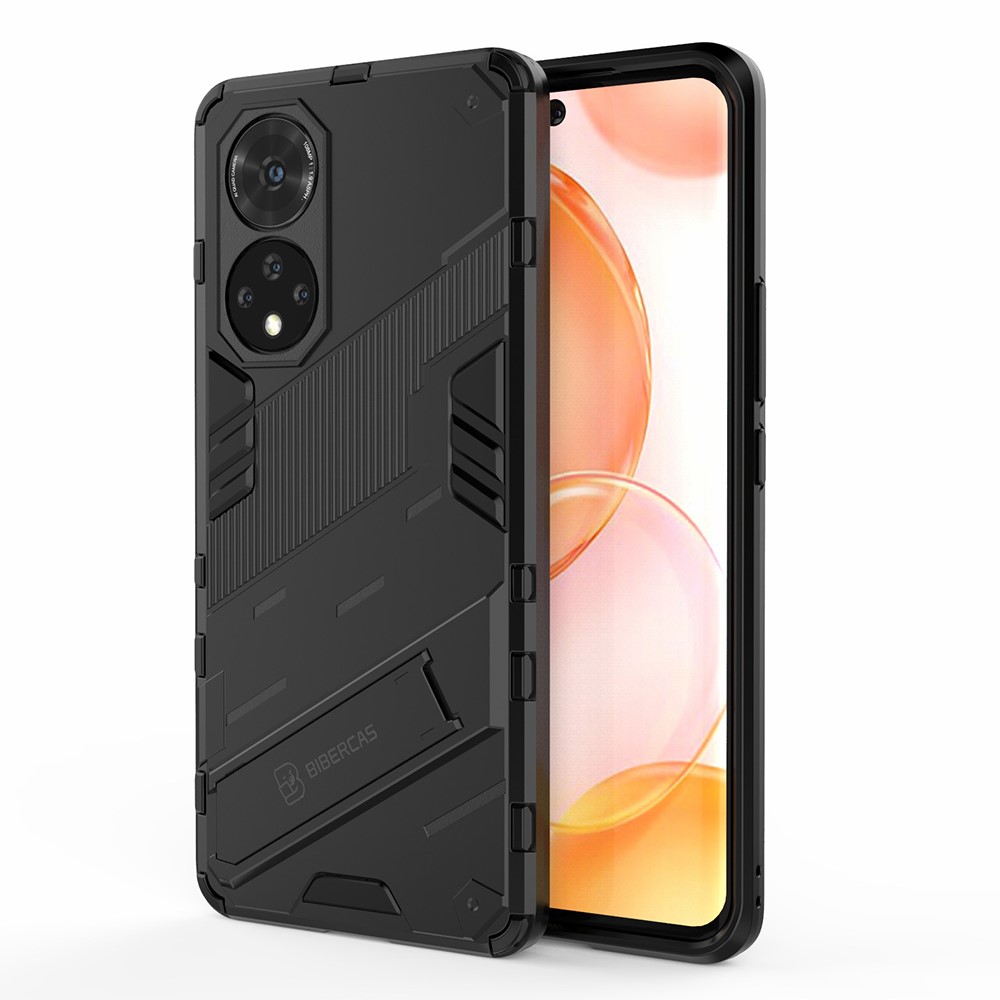 PC + TPU Hybrid Phone Case Shockproof Cover with Kickstand for Honor 50 - Black-2