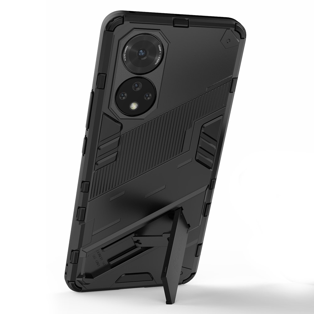 PC + TPU Hybrid Phone Case Shockproof Cover with Kickstand for Honor 50 - Black-3
