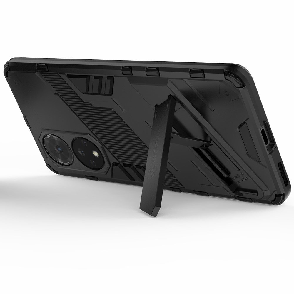 PC + TPU Hybrid Phone Case Shockproof Cover with Kickstand for Honor 50 - Black-4