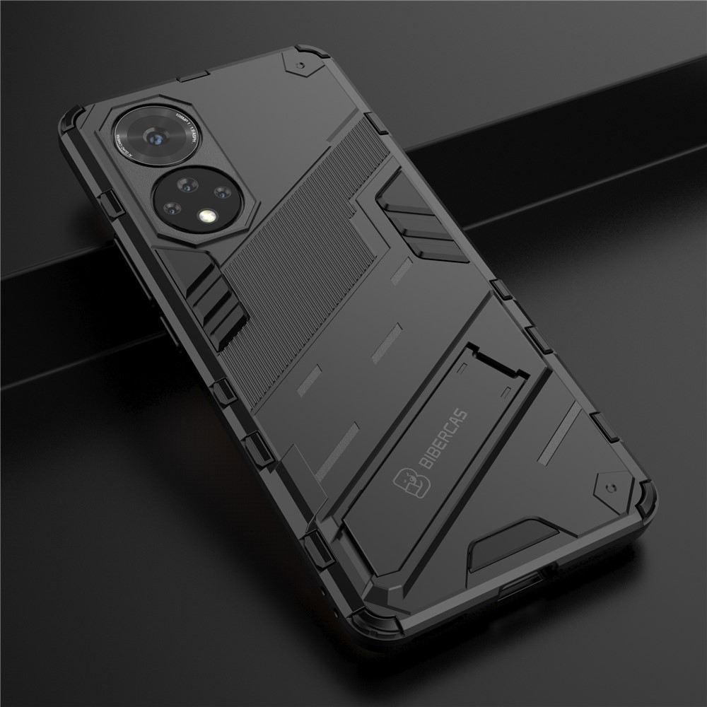 PC + TPU Hybrid Phone Case Shockproof Cover with Kickstand for Honor 50 - Black-7