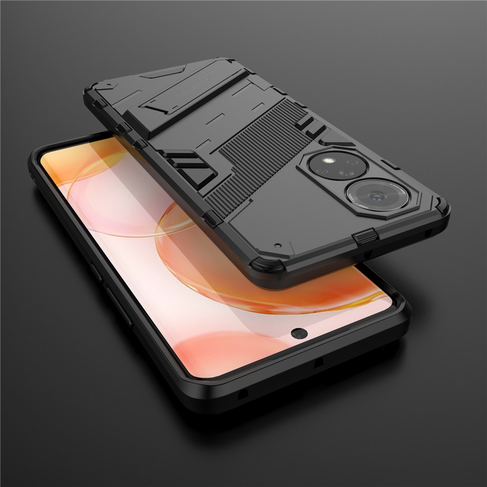 PC + TPU Hybrid Phone Case Shockproof Cover with Kickstand for Honor 50 - Black-8