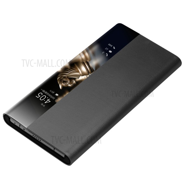 QIALINO Slim Genuine Leather View Window Folio Flip Protective Cover with Auto wake & sleep Function for Huawei Mate 40 - Black-5