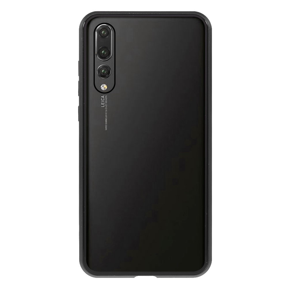 Magnetic Metal Frame Clear Double-Sided Tempered Glass Cover with Built-in Screen Protector for Huawei P20 Pro - Black-2