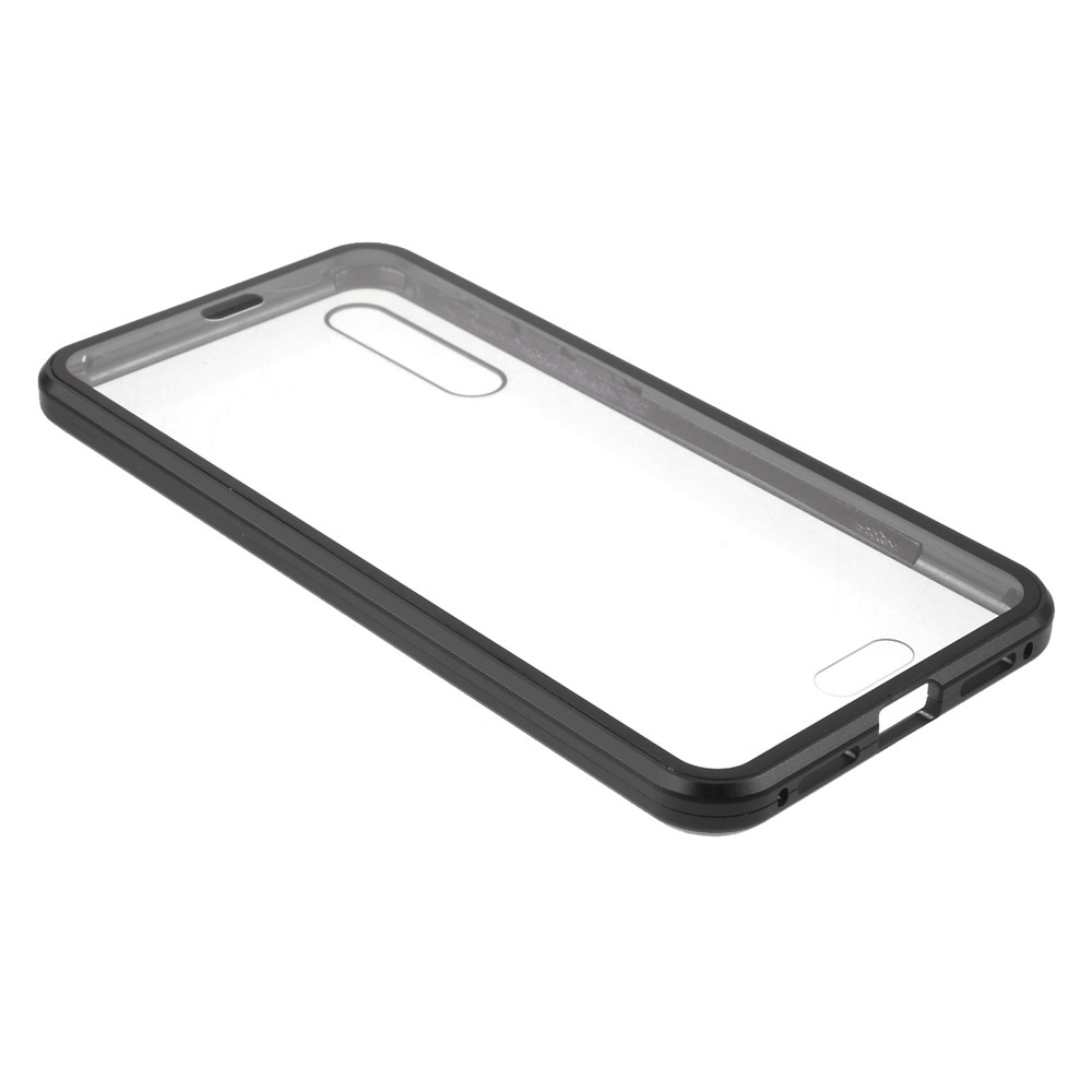 Magnetic Metal Frame Clear Double-Sided Tempered Glass Cover with Built-in Screen Protector for Huawei P20 Pro - Black-5