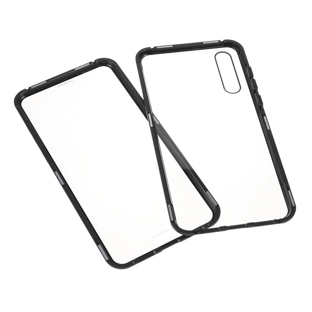 Magnetic Metal Frame Clear Double-Sided Tempered Glass Cover with Built-in Screen Protector for Huawei P20 Pro - Black-9
