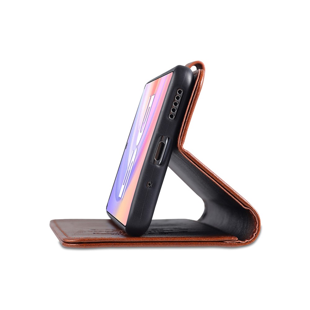 AZNS Leather Wallet Design Full Coverage Protective Stand Shell for Honor 50 SE - Brown-10