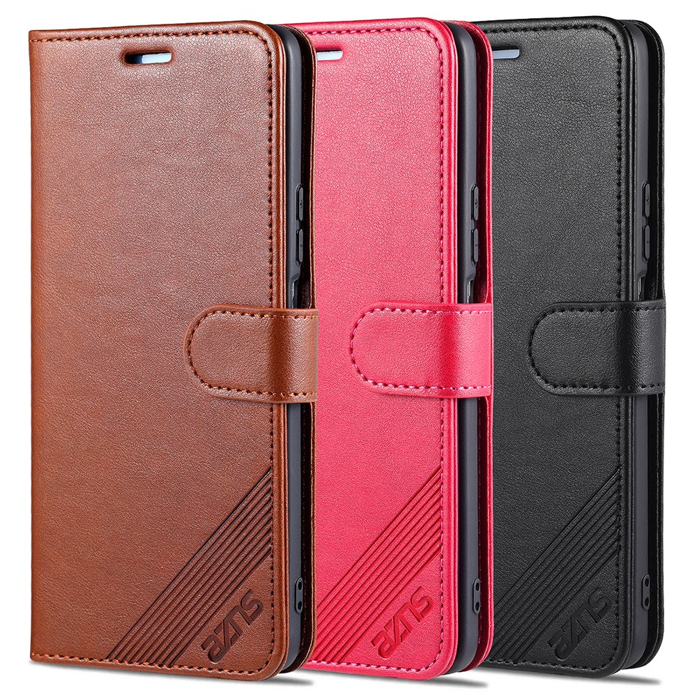 AZNS Leather Wallet Design Full Coverage Protective Stand Shell for Honor 50 SE - Brown-11