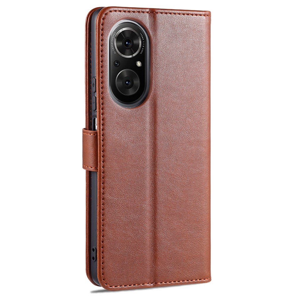 AZNS Leather Wallet Design Full Coverage Protective Stand Shell for Honor 50 SE - Brown-3