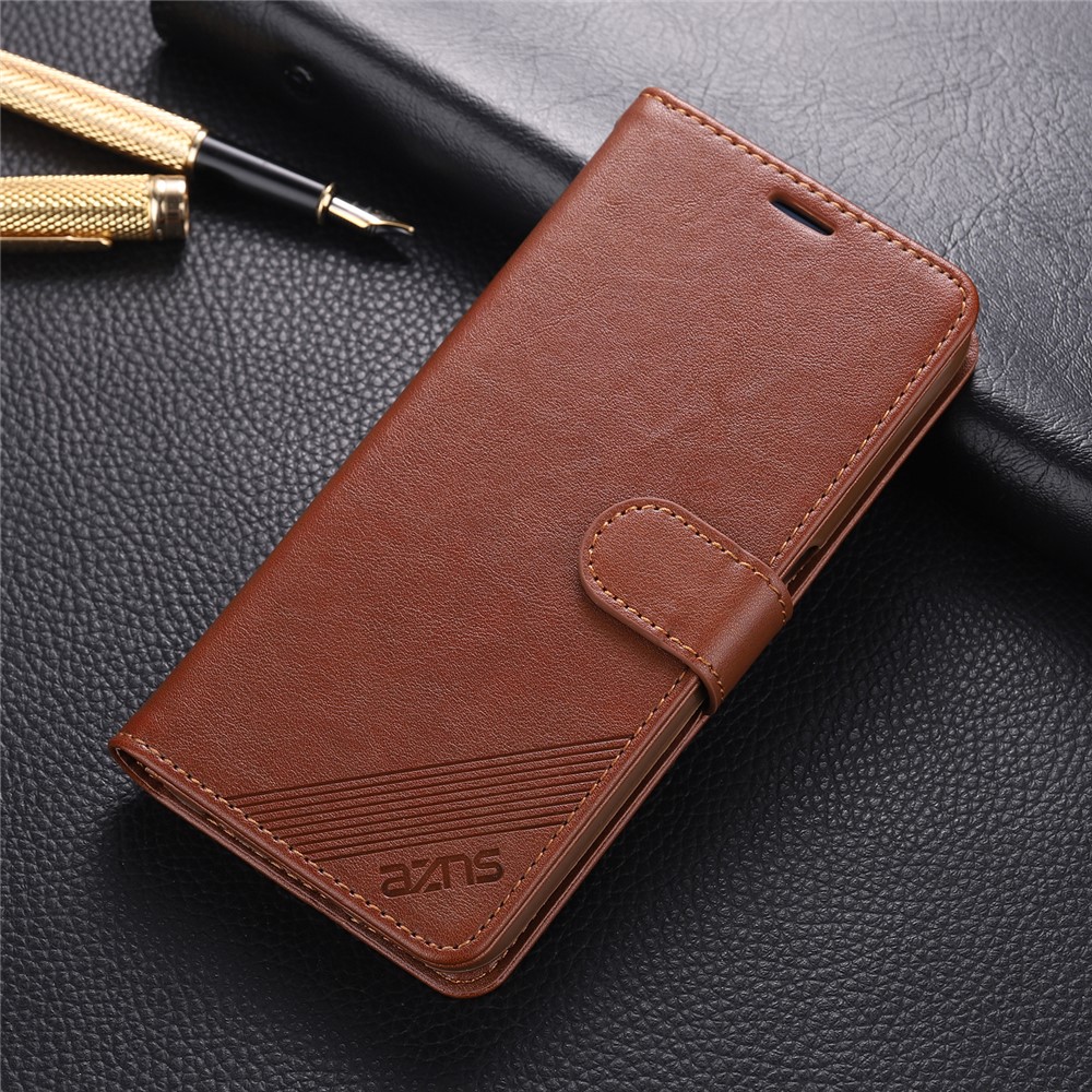 AZNS Leather Wallet Design Full Coverage Protective Stand Shell for Honor 50 SE - Brown-6