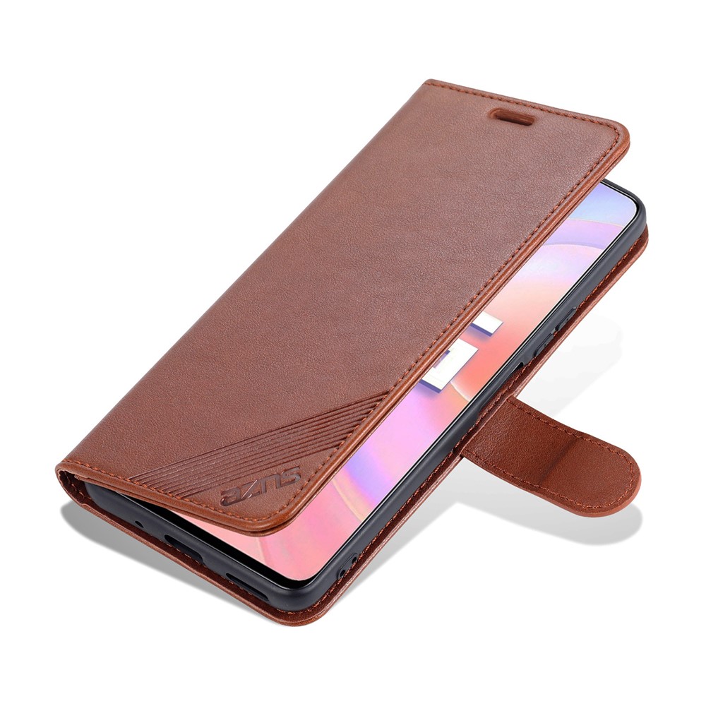 AZNS Leather Wallet Design Full Coverage Protective Stand Shell for Honor 50 SE - Brown-7