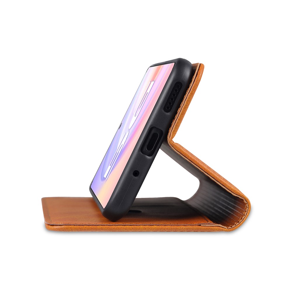 AZNS All-inclusive Protection Auto-absorbed Wallet Case Magnetic Leather Phone Stand Shell for Honor 50 SE - Brown-10
