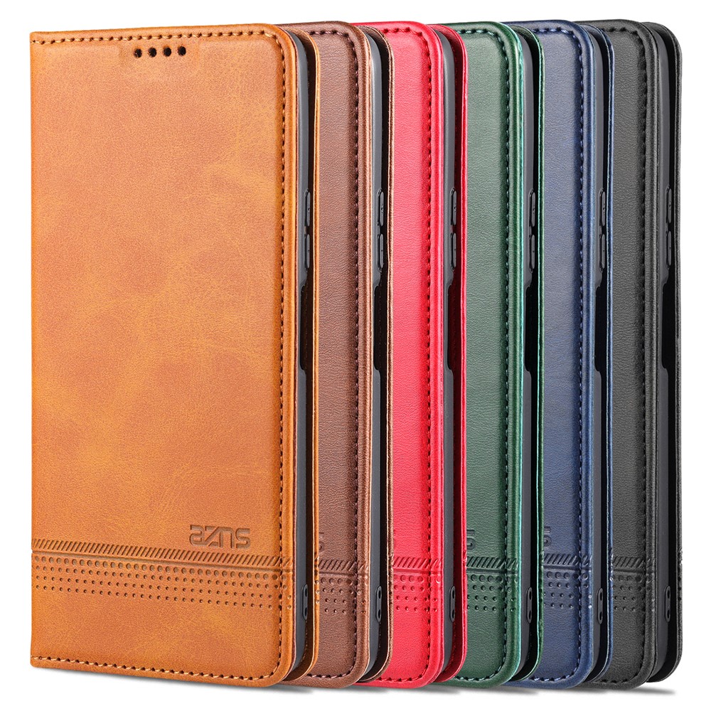 AZNS All-inclusive Protection Auto-absorbed Wallet Case Magnetic Leather Phone Stand Shell for Honor 50 SE - Brown-11