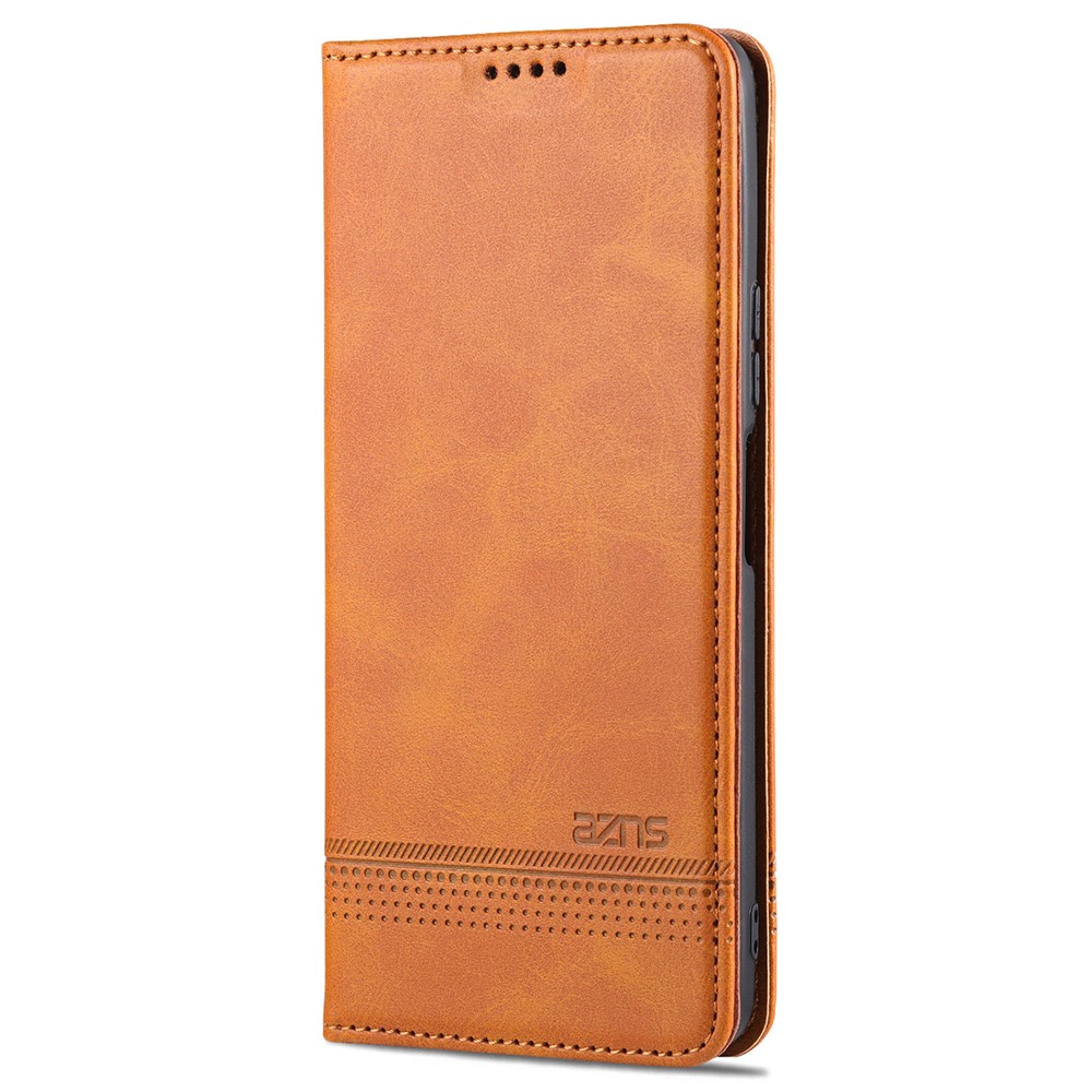 AZNS All-inclusive Protection Auto-absorbed Wallet Case Magnetic Leather Phone Stand Shell for Honor 50 SE - Brown-2