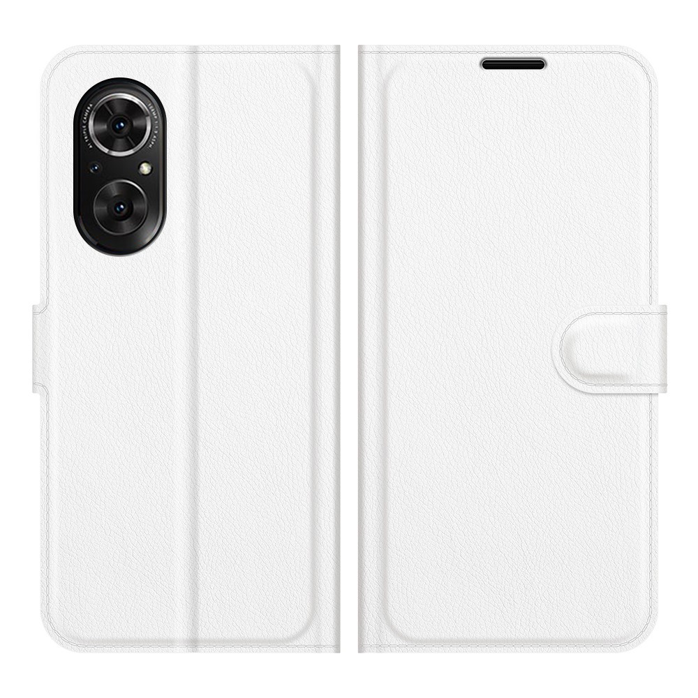 Litchi Skin Full Protective Leather Wallet Case Mobile Phone Stand Cover for Honor 50 SE - White-1