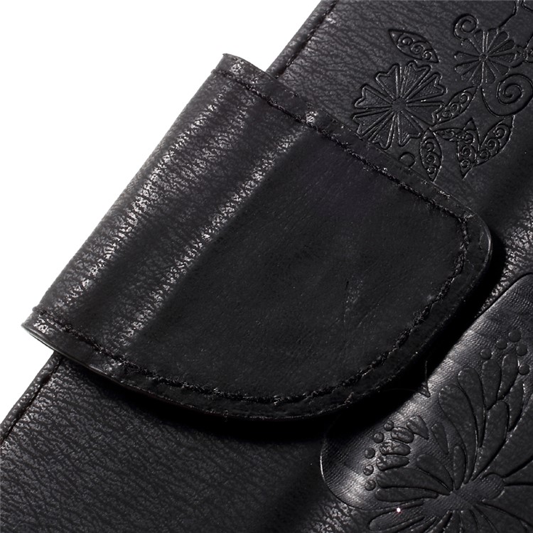 Imprint Butterfly Flower Leather Wallet Case for Huawei Y5 II - Black-10