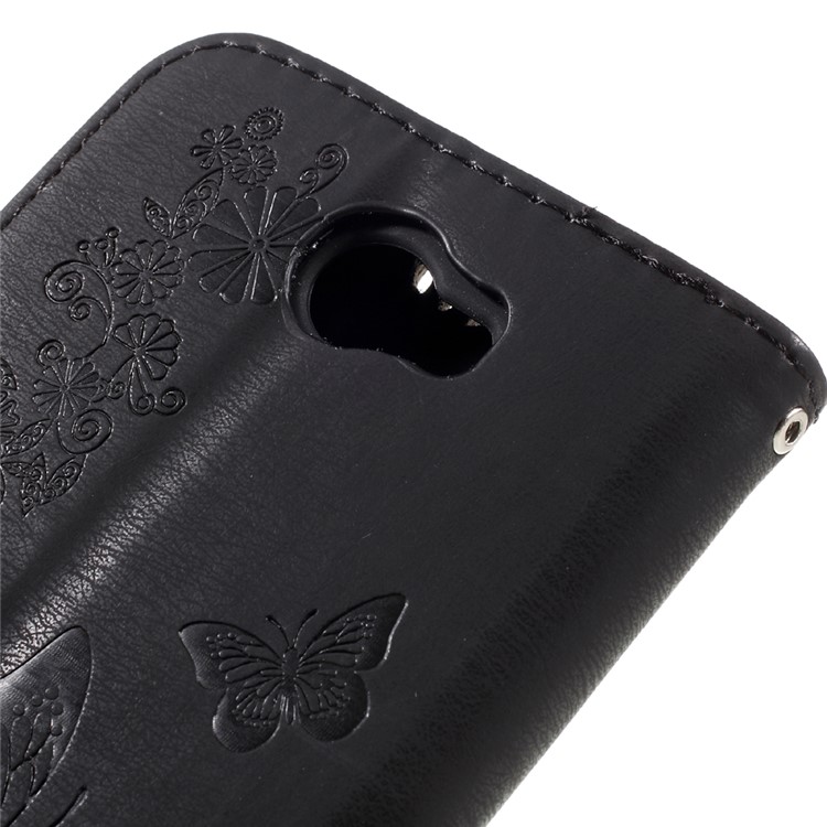 Imprint Butterfly Flower Leather Wallet Case for Huawei Y5 II - Black-8