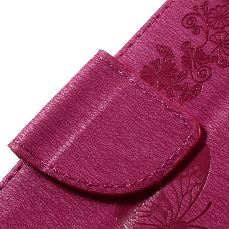 Imprint Butterfly Flower Leather Wallet Shell for Huawei Y5 II - Rose-10