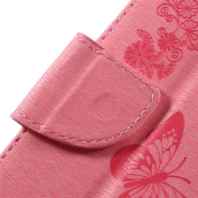 Imprint Butterfly Flower Leather Stand Case for Huawei Y5 II - Pink-10