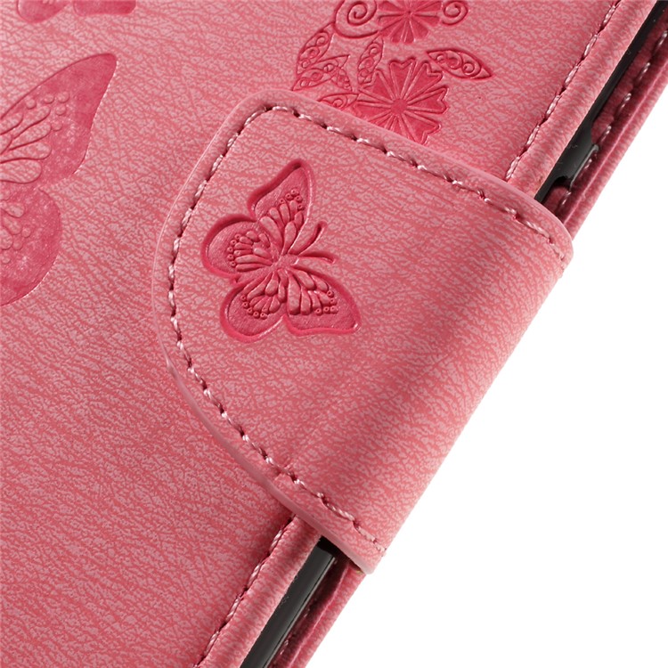 Imprint Butterfly Flower Leather Stand Case for Huawei Y5 II - Pink-9