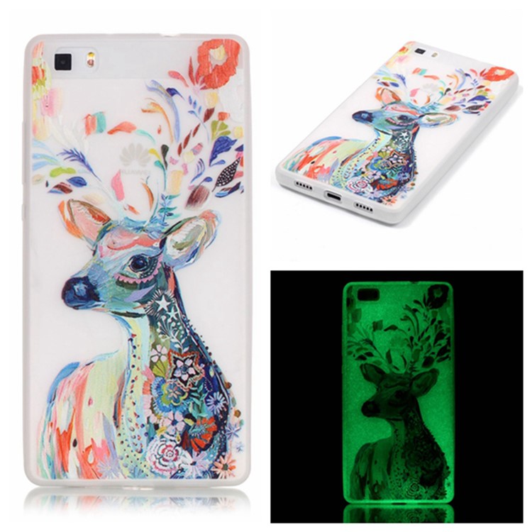 Noctilucent TPU Gel Case for Huawei Ascend P8 Lite - Colorized Deer-1