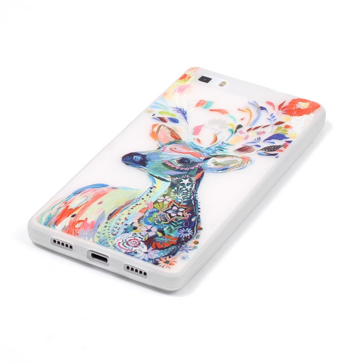 Noctilucent TPU Gel Case for Huawei Ascend P8 Lite - Colorized Deer-4