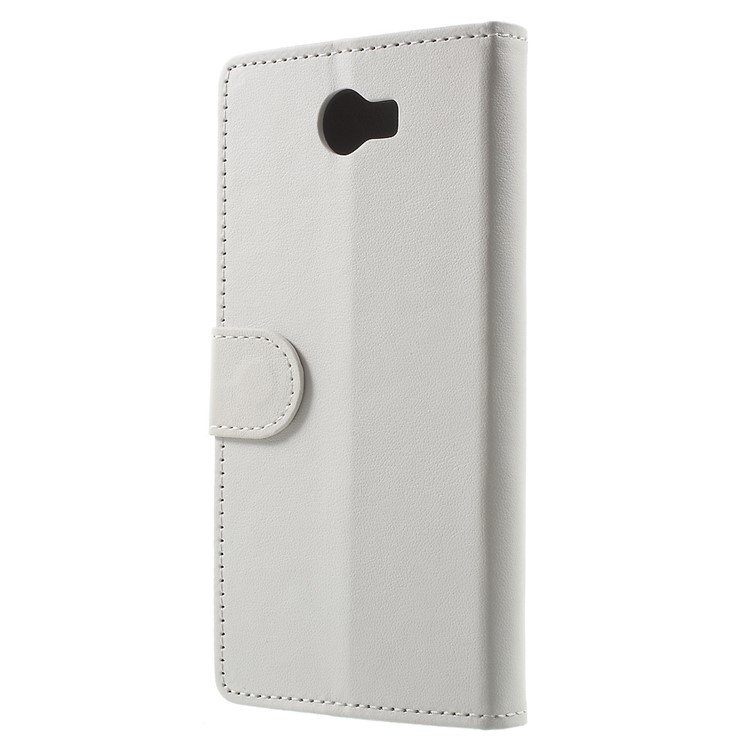 Faux Leather Wallet Stand Cover for Huawei Y6II Compact - White-2