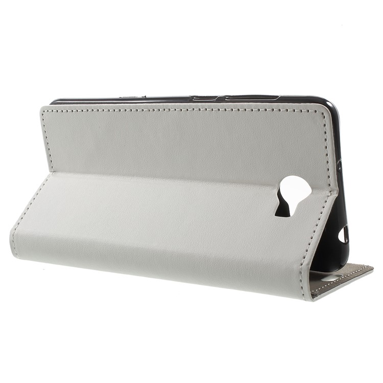 Faux Leather Wallet Stand Cover for Huawei Y6II Compact - White-3