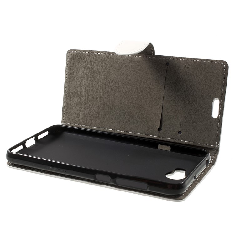 Faux Leather Wallet Stand Cover for Huawei Y6II Compact - White-5