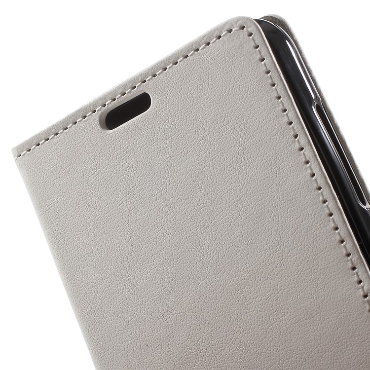 Faux Leather Wallet Stand Cover for Huawei Y6II Compact - White-6