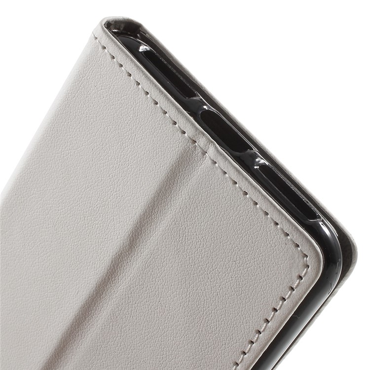 Faux Leather Wallet Stand Cover for Huawei Y6II Compact - White-8