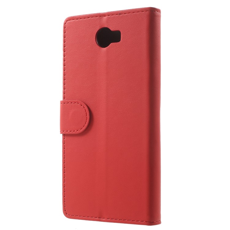 Faux Leather Wallet Stand Phone Case for Huawei Y6II Compact - Red-2