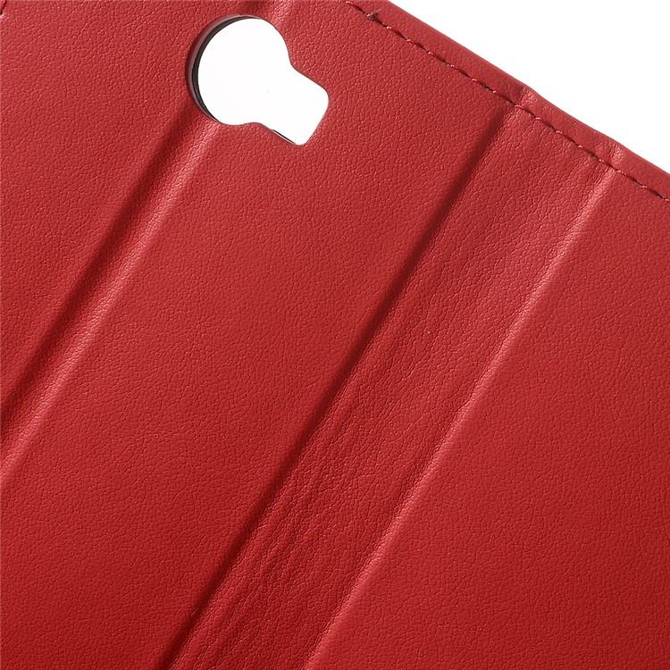 Faux Leather Wallet Stand Phone Case for Huawei Y6II Compact - Red-6