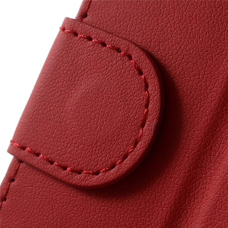 Faux Leather Wallet Stand Phone Case for Huawei Y6II Compact - Red-7