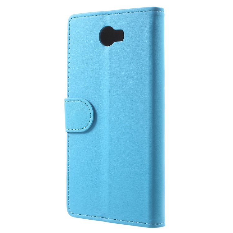 Faux Leather Wallet Case Protector for Huawei Y6II Compact - Blue-2