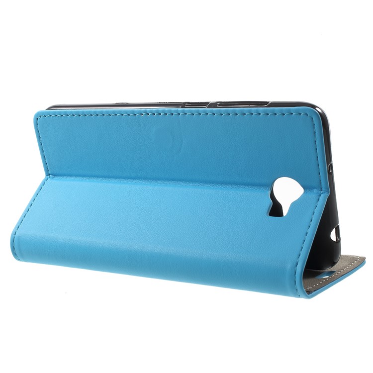 Faux Leather Wallet Case Protector for Huawei Y6II Compact - Blue-3