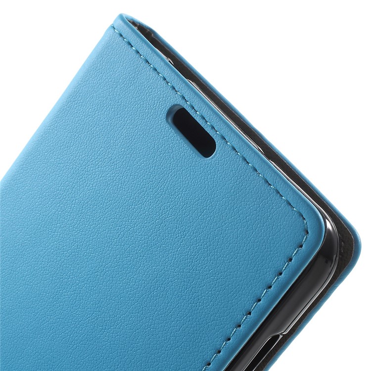 Faux Leather Wallet Case Protector for Huawei Y6II Compact - Blue-6