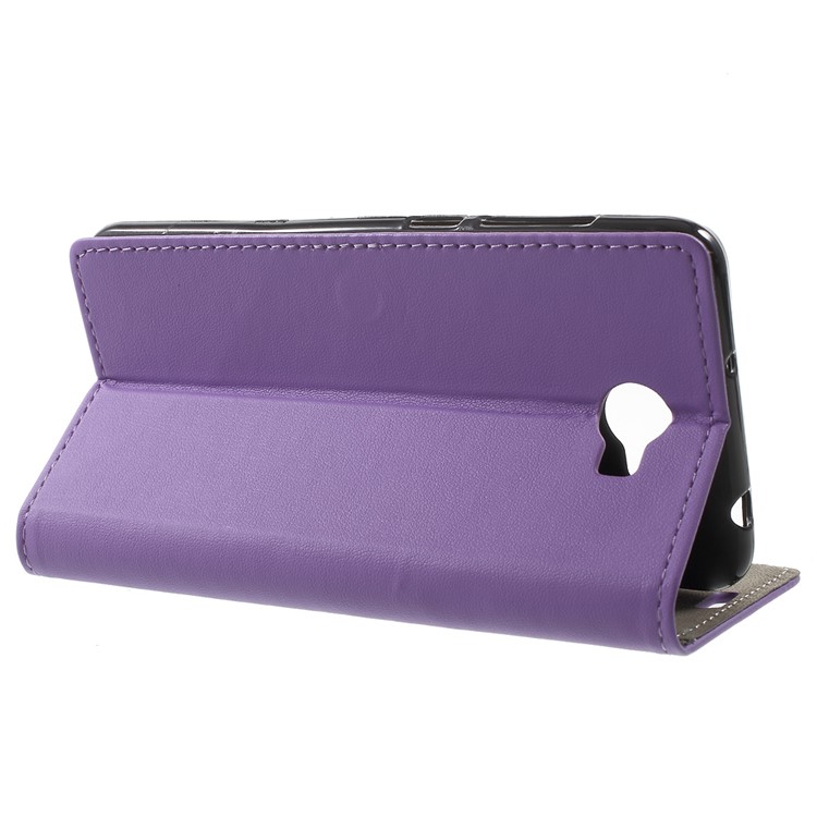 Faux Leather Cover Wallet Stand Phone Case for Huawei Y6II Compact - Purple-3