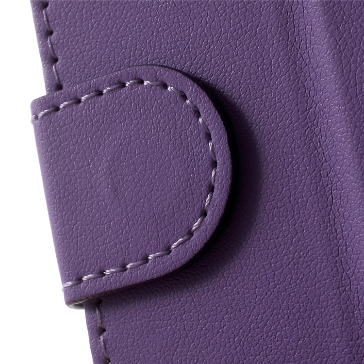 Faux Leather Cover Wallet Stand Phone Case for Huawei Y6II Compact - Purple-7