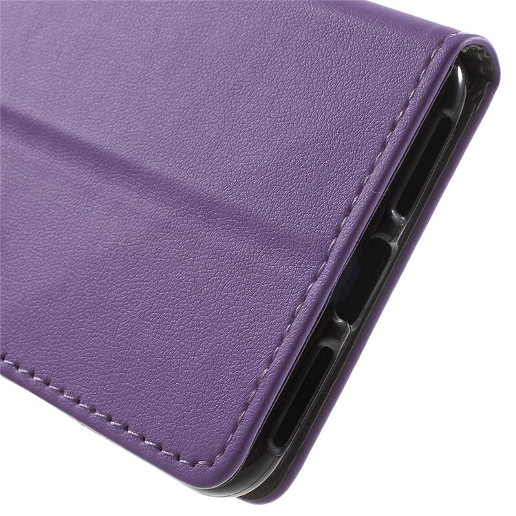 Faux Leather Cover Wallet Stand Phone Case for Huawei Y6II Compact - Purple-8