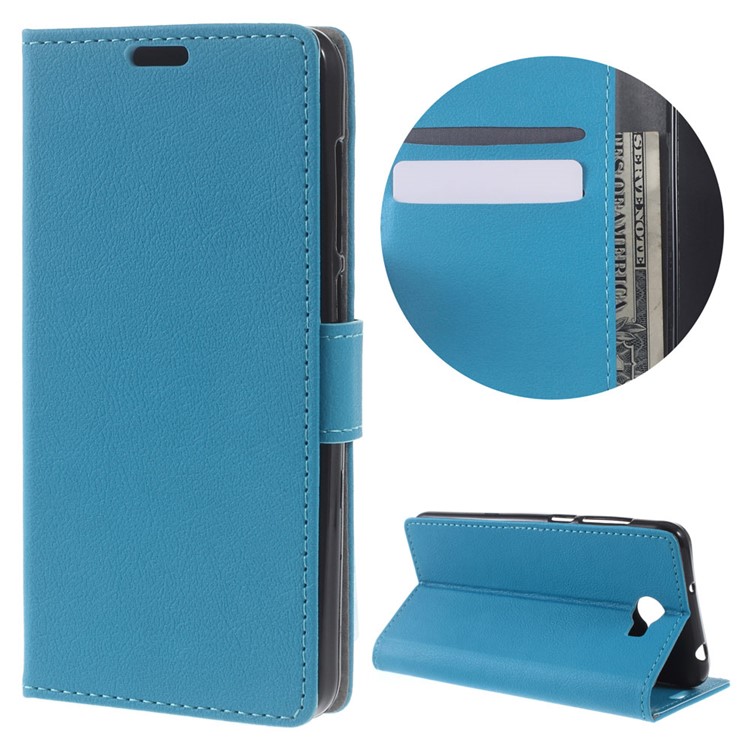 Leather Case Wallet Stand Protector Cover for Huawei Y6II Compact - Blue-1