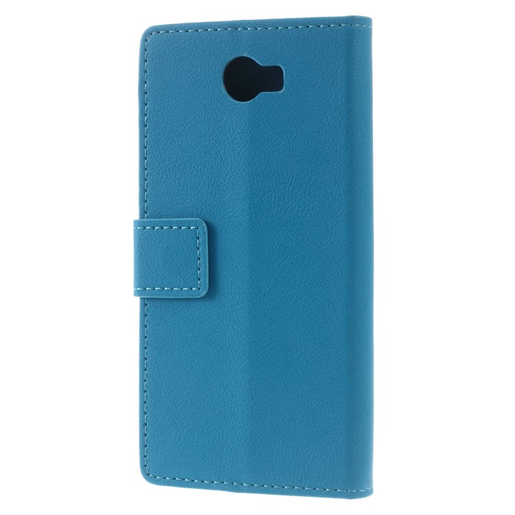 Leather Case Wallet Stand Protector Cover for Huawei Y6II Compact - Blue-2