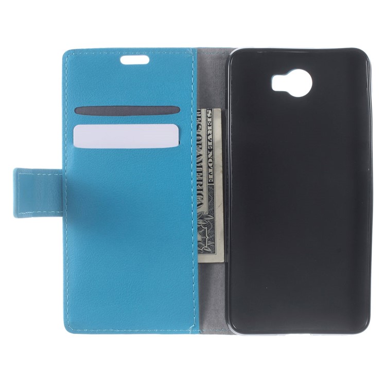 Leather Case Wallet Stand Protector Cover for Huawei Y6II Compact - Blue-5