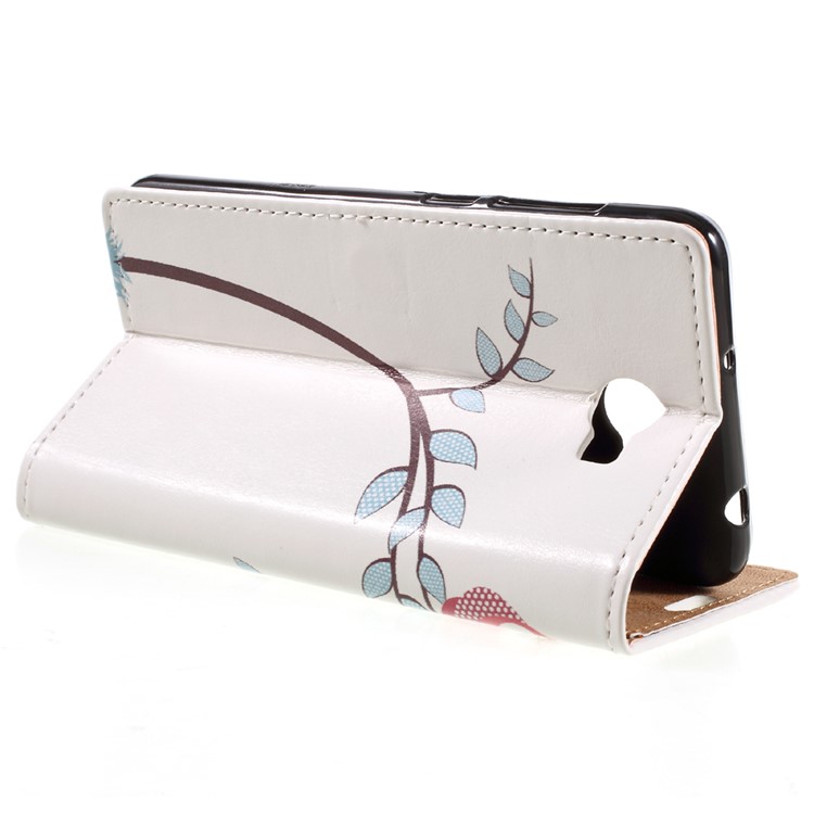Wallet Leather Stand Case for Huawei Y6II Compact - Two Owls on the Tree Branch-5