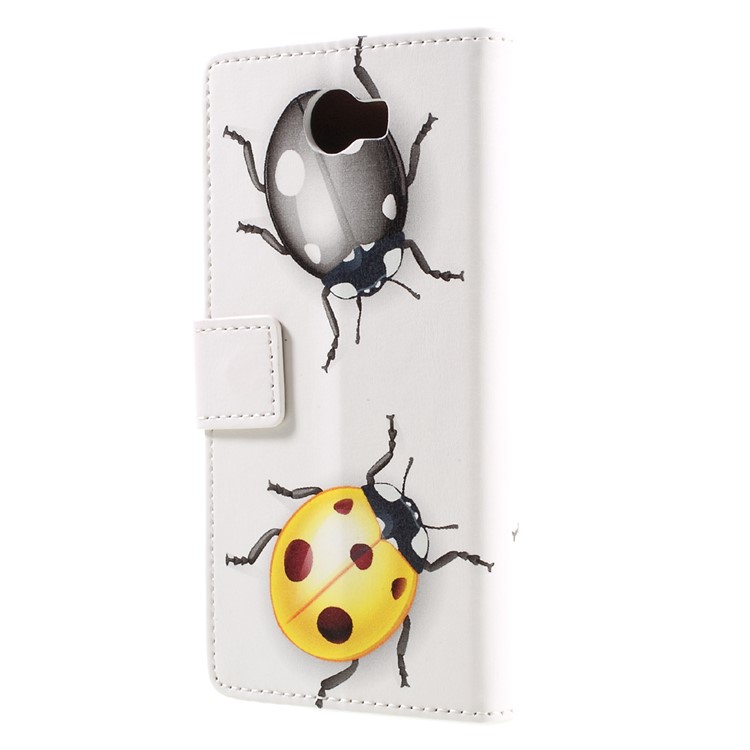 Wallet Leather Stand Cover for Huawei Y6II Compact - Colorized Ladybug-2